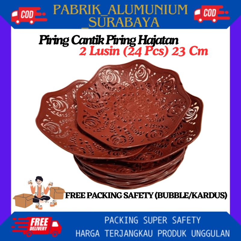 Piring Rotan Cantik Motif Bunga Mawar Tebal Anti Pecah/PIRING CANTIK 1 LUSIN DAN 2 LUSIN