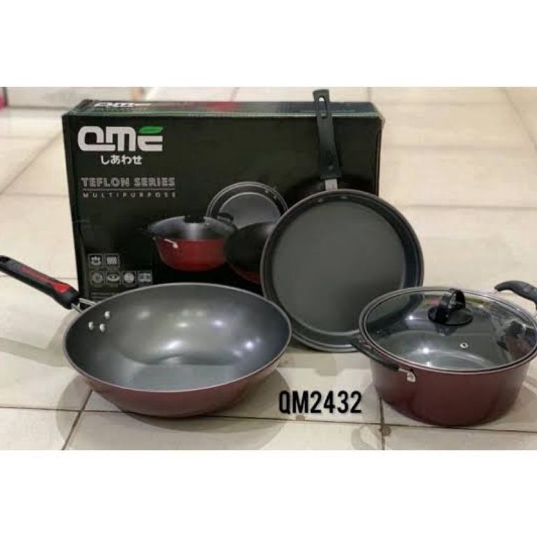 Pasti Irit Teplon Set isi 3Pcs ukuran Besar  Frypan Set Cookware Anti Lengket