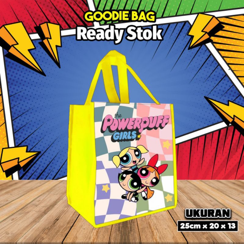 

{LANCAR 10Pcs} tas kantong makanan snacks/goodie bag karakter POWER PUFF GIRL/tas ultah/kantong