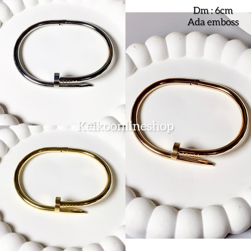 Gelang bangle titanium asli paku fashion vintage / Bangle korean style anti karat anti alergi