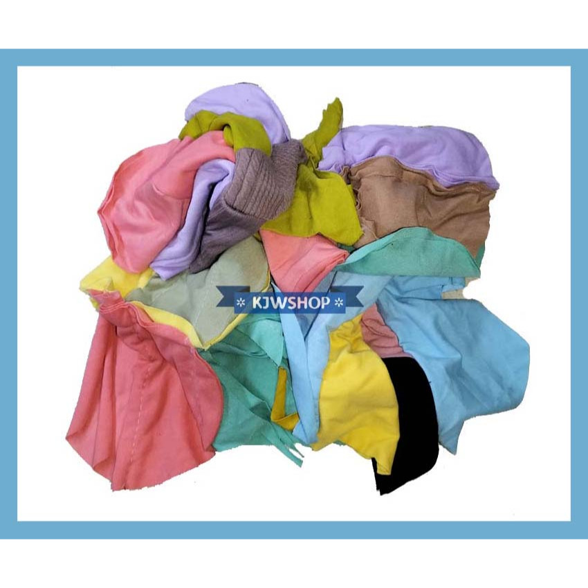 Kain Majun Warna Kain Lap Serbaguna Kain Perca Tebal Full Jahitan Gombal Warna Warni Campur 1/2 kg K