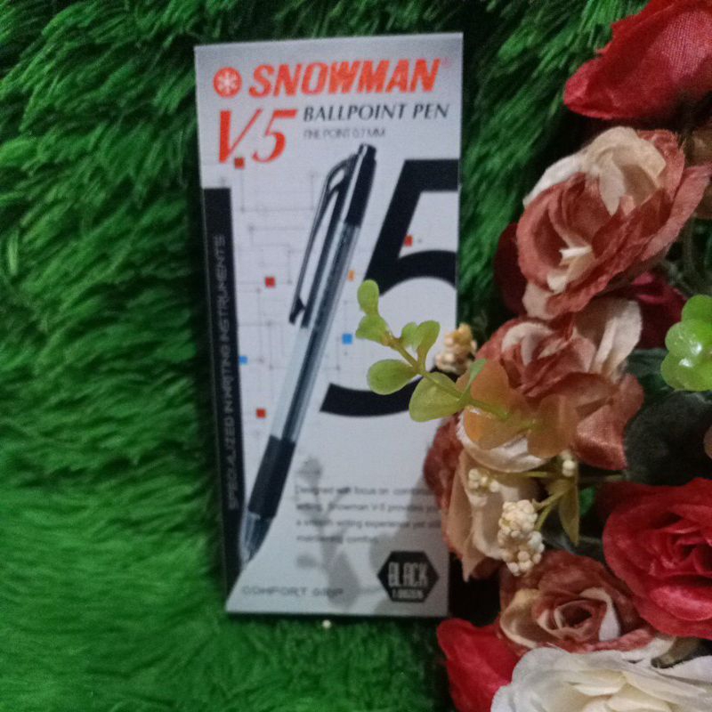 

ballpoint snowman V5 hitam lusinan murah