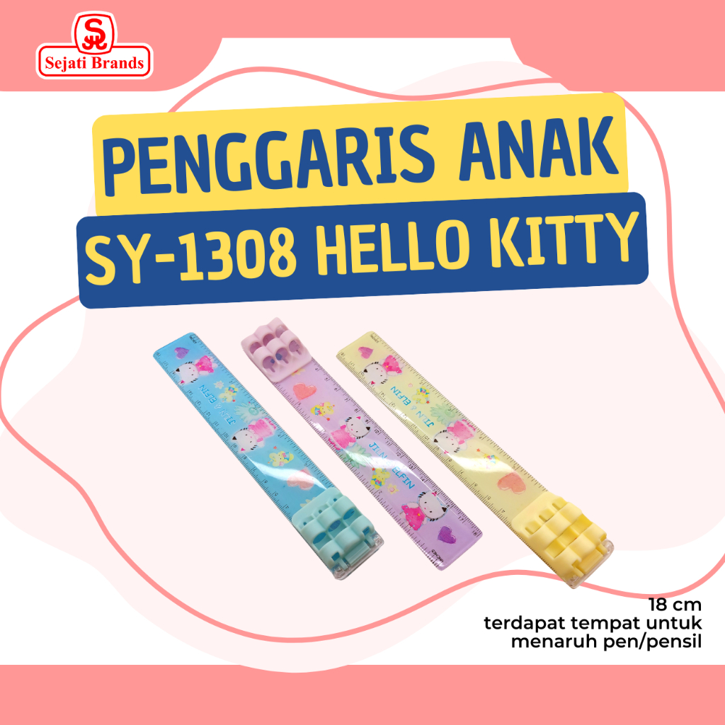 

1 LUSIN Penggaris Plastik Murah Karakter Hello Kitty (18 cm) SY-1308 / Penggaris Anak TK PAUD SD