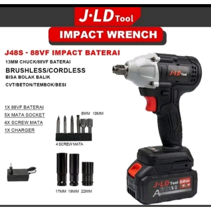 JLD Cordless Impact Wrench 48 S Brushless Impact Baterai Torsi Besar