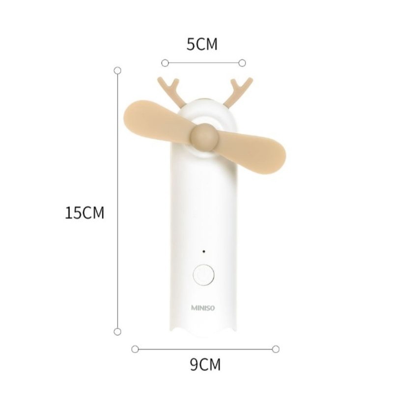 Miniso Mini Fan Portable with Power Bank 2000mAh - White Brown/Miniso Mini Fan Portable dengan Power
