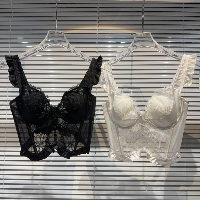 Bustier Bra Korset Kemben Kawat Busa Tipis WireBra Thin Cup Silk Satin Lace Renda Inner Top Atasan K