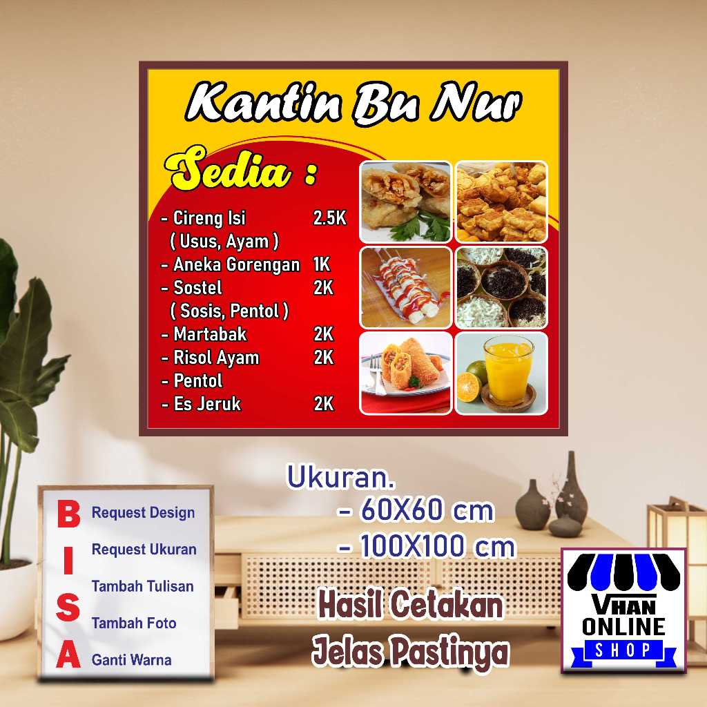 Cetak Spanduk Banner Menu Makanan dan Minuman Untuk Warung