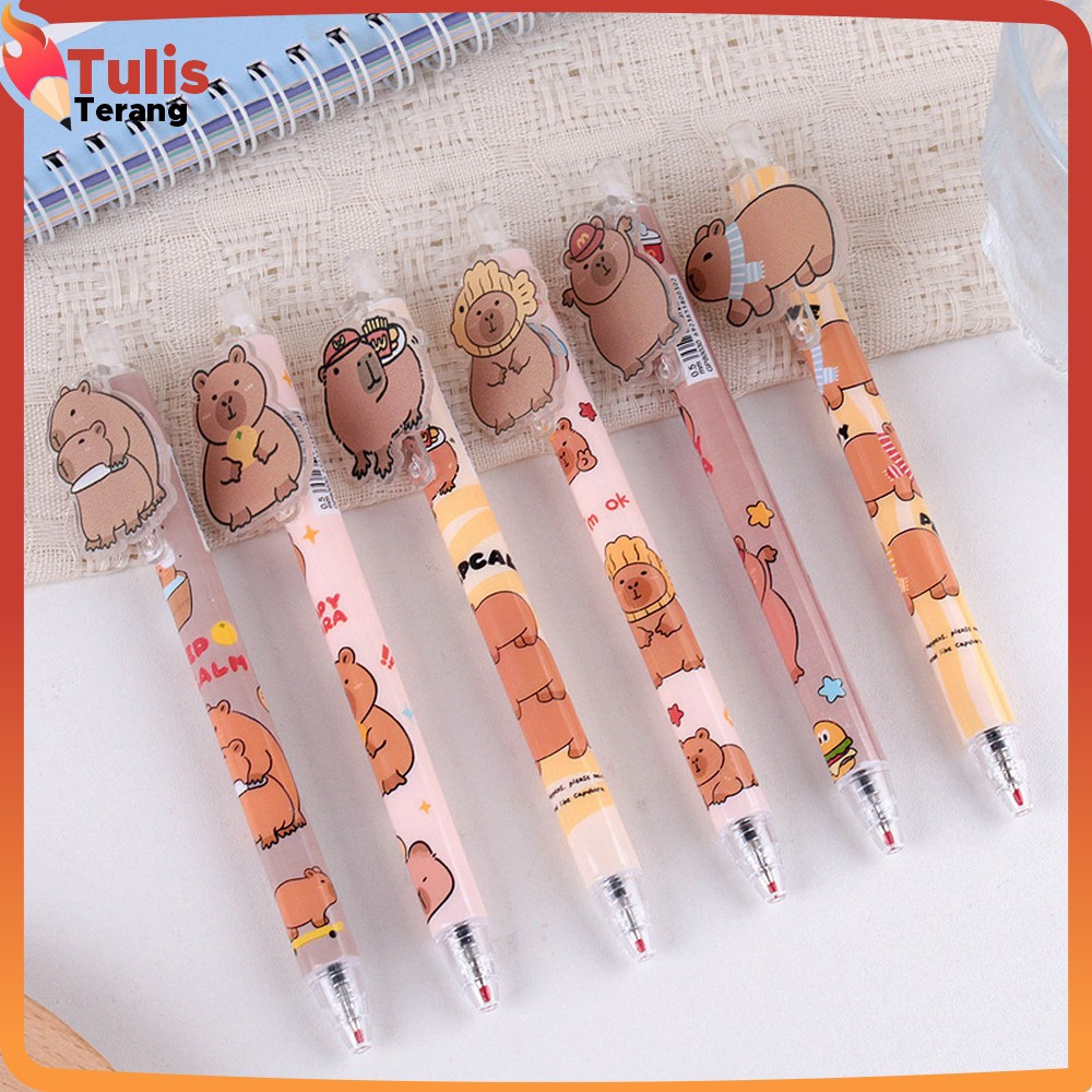 

Pulpen Gel Mekanik Capybara 0.5MM Cartoon / Pen Gel Ink Kapibara Alat Tulis Sekolah dan Kantor / Ballpoint Tinta Cair Tulis Terang A96
