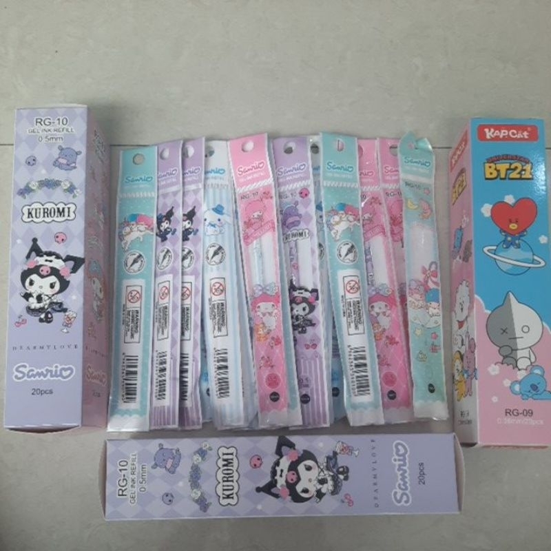 

Refil pena RG-10 kuromi dan kap cat refil pena gel/jel 0.5mm isi 20pcs/pak