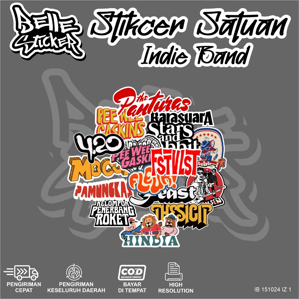 Stikker Band Lokal Indie Barasuara Panturas Hindia Pamungkas Waterproof Laptop Tumbler Stiker Laptop