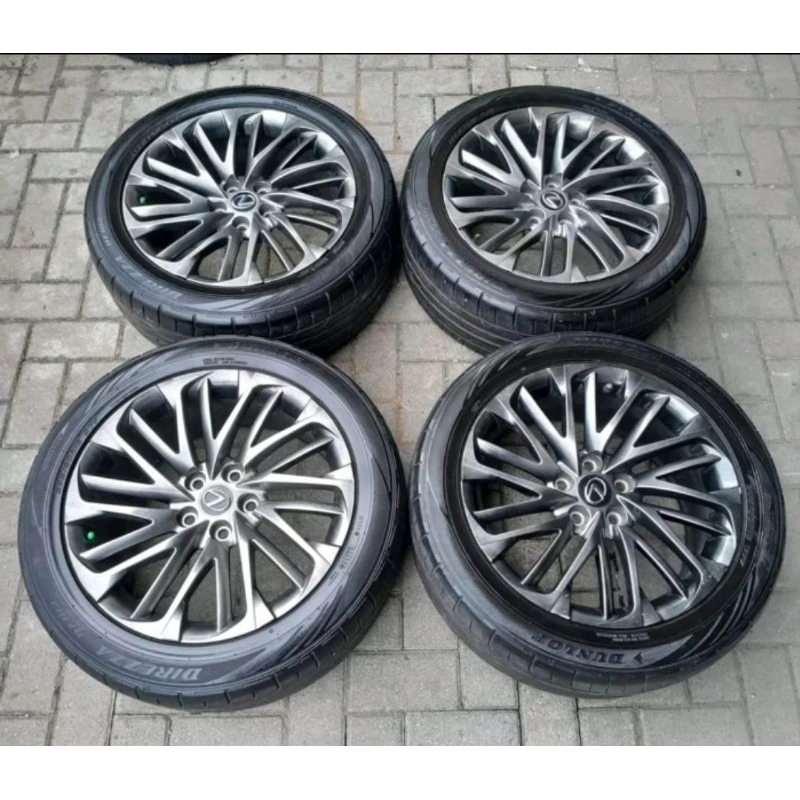 Velg mobil bekas replika lexus ring 18 lebar 7,5 pcd 5x114 et 45 ban 235 50 18 dunlop