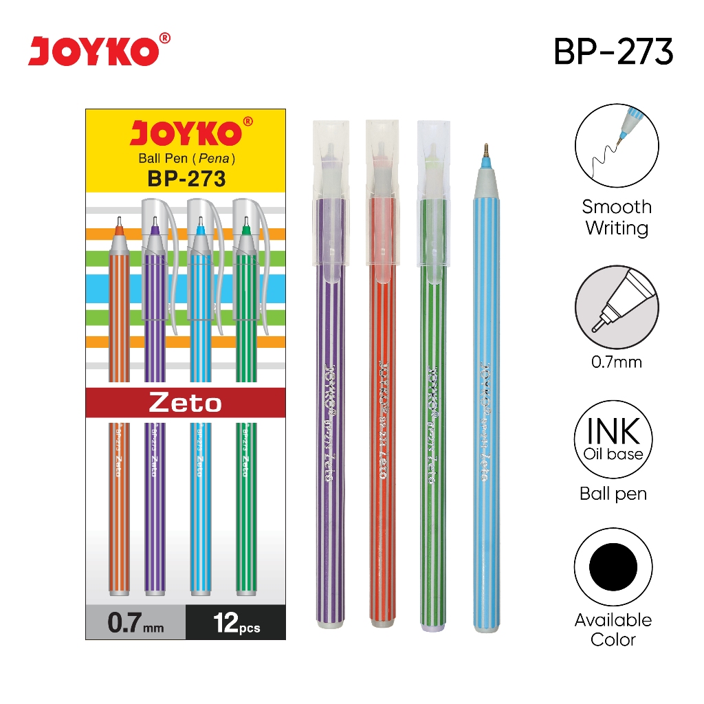 

Ball Pen Pulpen Pena Joyko BP-273 Zeto 1 Box 12 Pcs 0.7 mm