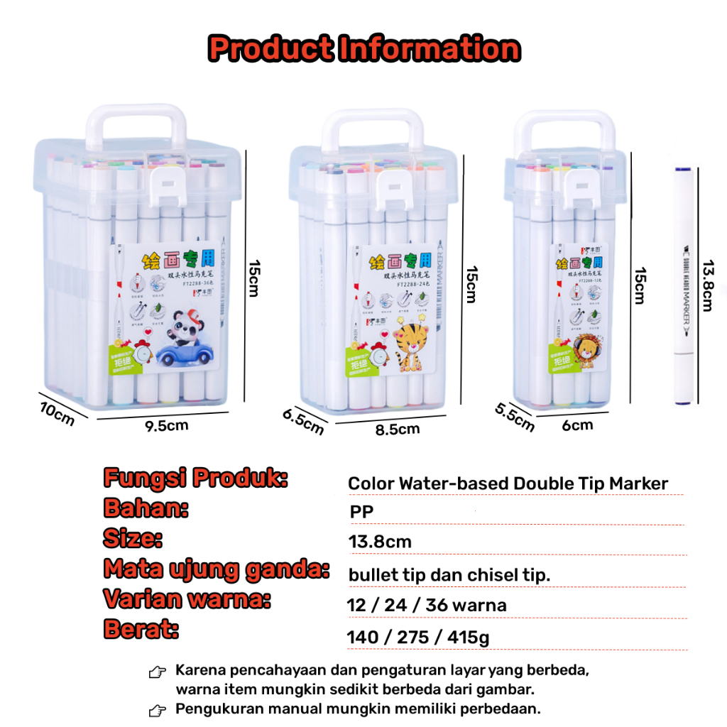

Set 12/24/36/48 Warna Spidol Warna Sketch Marker 2in1 Spidol Sketsa Double Tip Siswa Sekolah Dasar