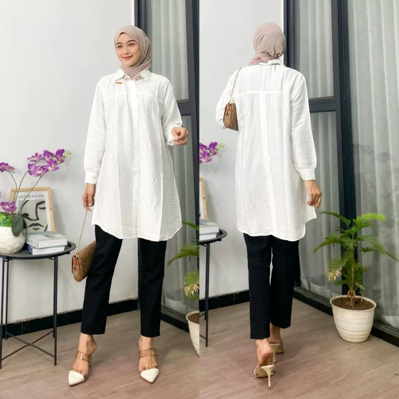 Zeva Tunik Wanita Pololinen Kancing Belakang