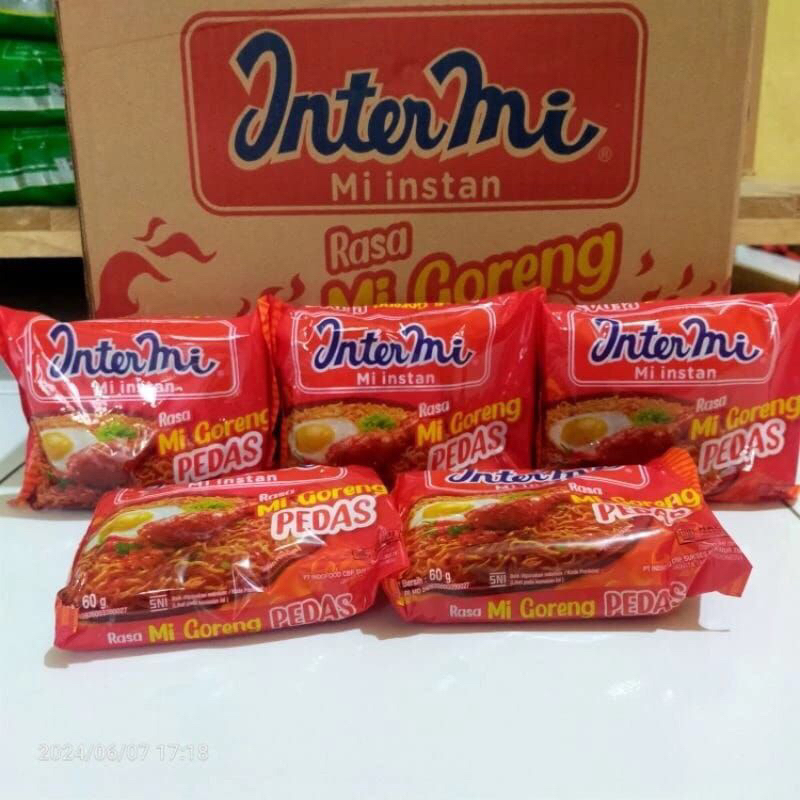 

paket hemat 5 bks intermie pedas / mie goreng / intermie