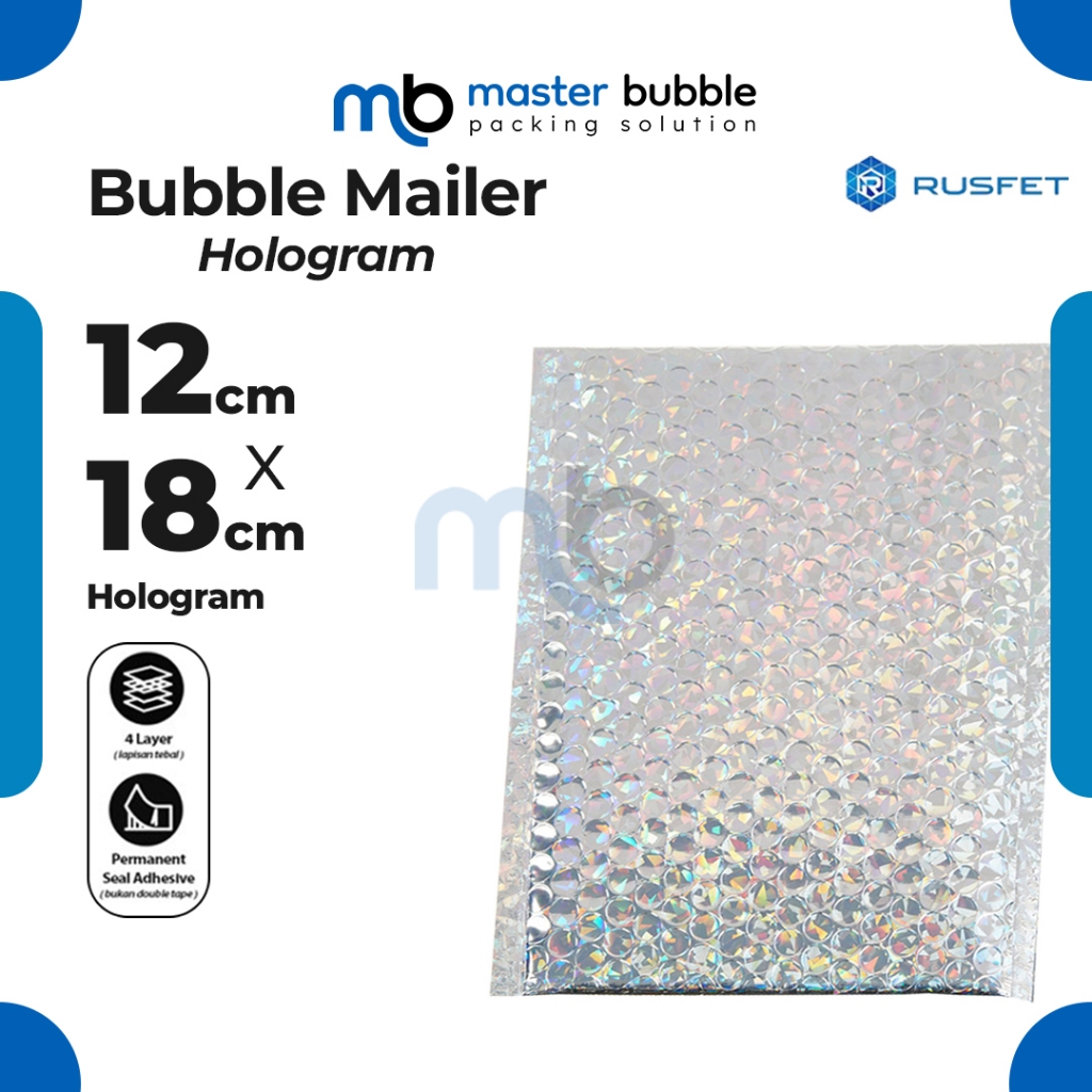 

Amplop Envelope Bubble Mailer Hologram 12 x 18 cm / Security Bag Mailer Rusfet Harga Ecer Satuan