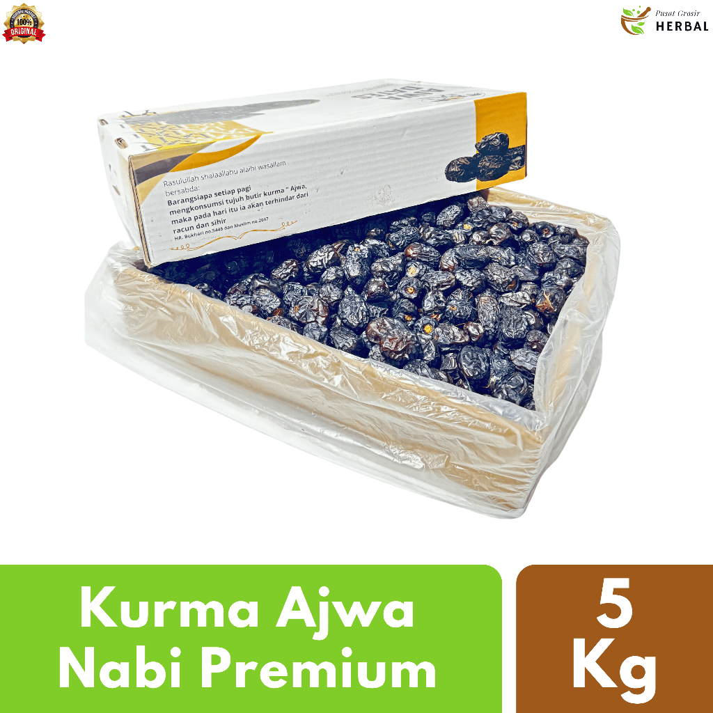 

Kurma Ajwa 5Kg Asli 100% Original Premium Madinah | Kurma Azwa Nabi Asli Jumbo Grade A Quality