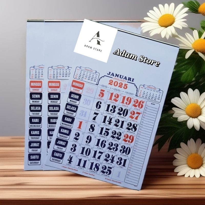 

Kalender kerja angka BO versi umum tahun 2025 uk 32x48cm 12 lembar x 1 bulanan (terima cetak costume merek)