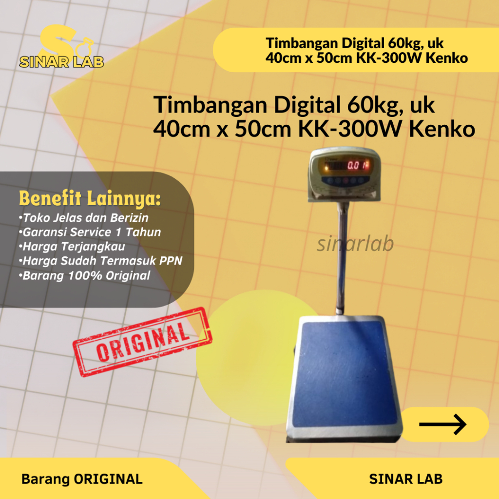 Timbangan Digital 60kg, uk 40cm x 50cm KK-300W Kenko