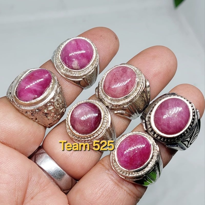 Cincin permata Ruby Afrika natural mewah