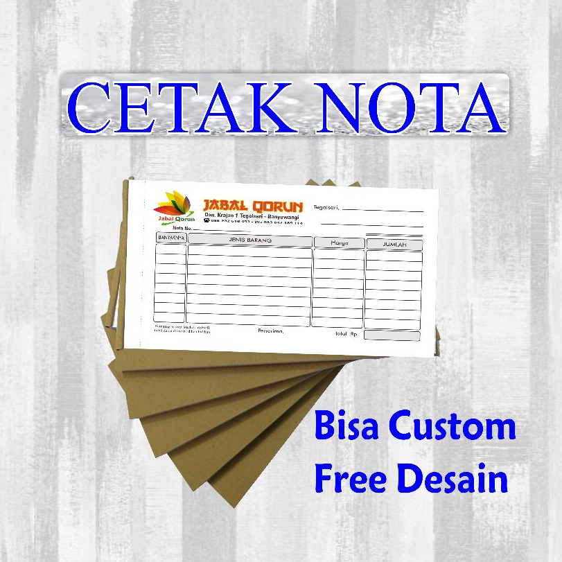 

CETAK NOTA COSTUM 1/4 RANGKAP 2 PLY DAN 1 PLY / BON SURAT JALAN FAKTUR KWITANSI ECER Gratis / Free Desain