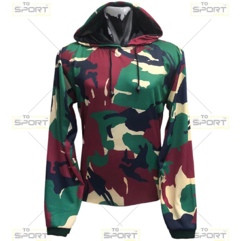 JERSEY DEWASA LORENG 10 NOVEMBER MODEL HODDIE LENGAN PANJANG/BAJU JERSEY TNI LORENG TOPI BAHAN DRY F