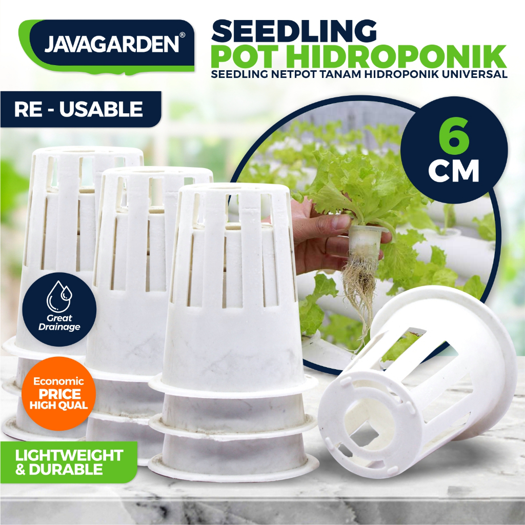 Javagarden - Pot Hidroponik 6cm NetPot Hidroponik Netpot Tanaman Polos Putih