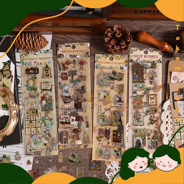 

1 set isi 3 lembar the middle ancient sticker retro vintage style aesthetic journaling diy deco stiker HB1811