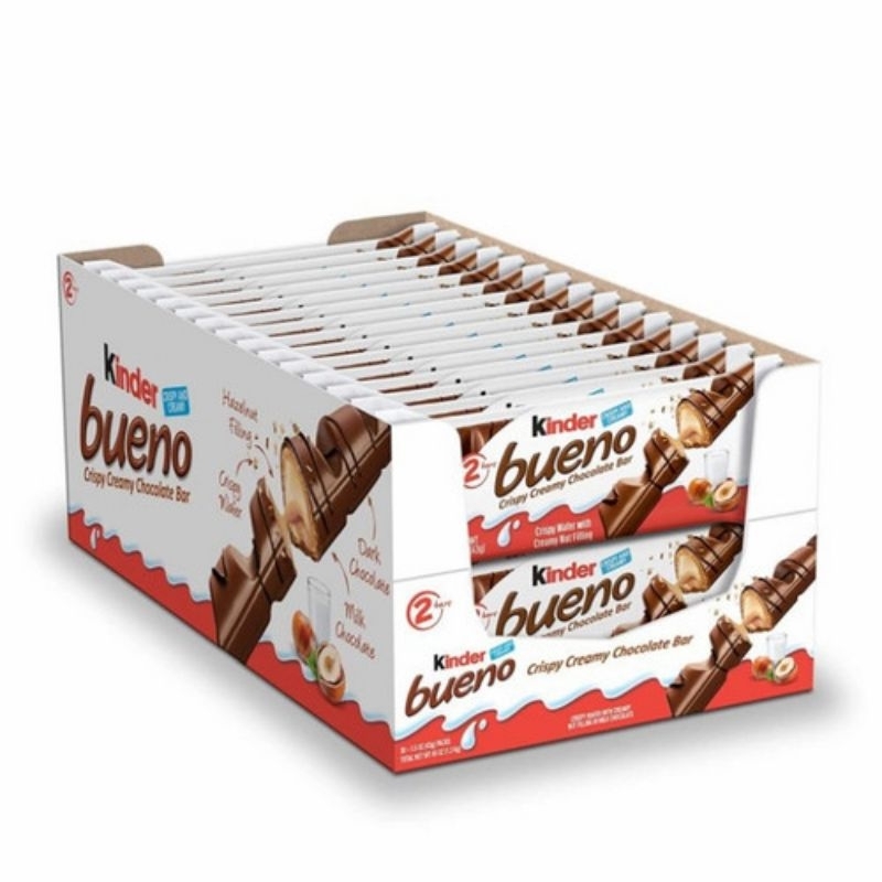 

KINDER BUENO - CRISPY CREAMY CHOCOLATE & HAZELNUT BAR 43GR (1Pack 30pcs)