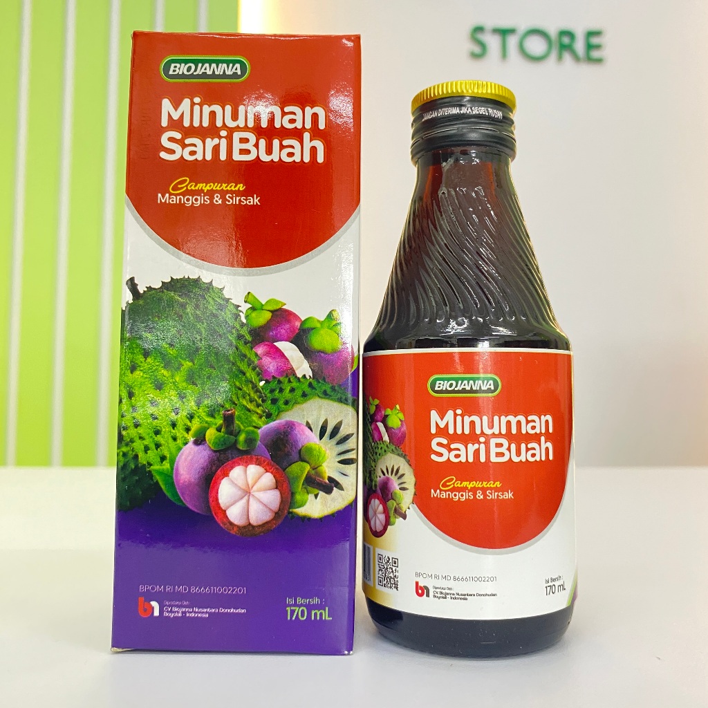 

Biojana Minuman Sari Buah Manggis dan sirsak 170 ml BPOM