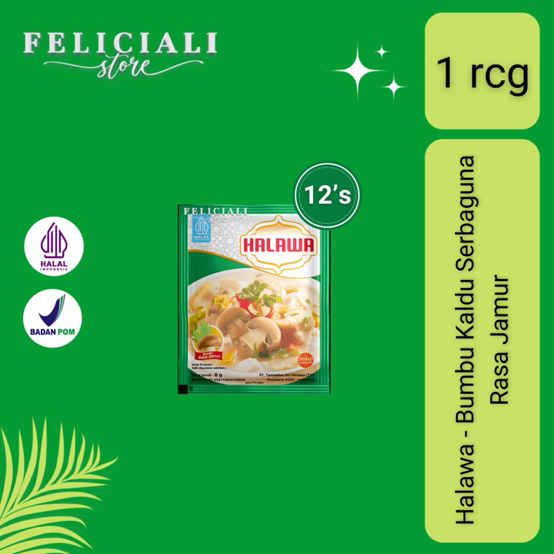 

Halawa - Bumbu Kaldu Serbaguna Rasa Jamur - 1 renceng isi 12 sachet