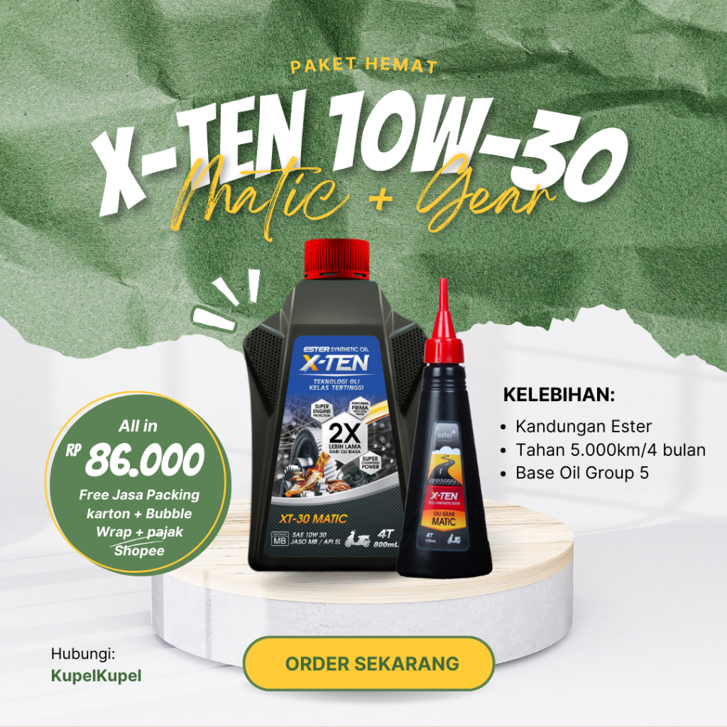 Paket Oli Xten Ester Matic 10W 30 800ml & Oli Xten Gear Matic Gardan 120ml