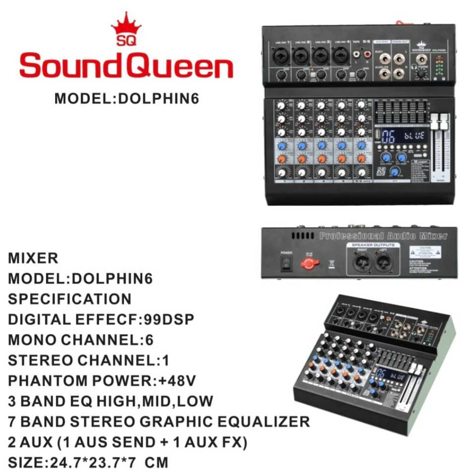 Soundqueen Dholpin 6 Mixer Audio 6Channel Original Mixer