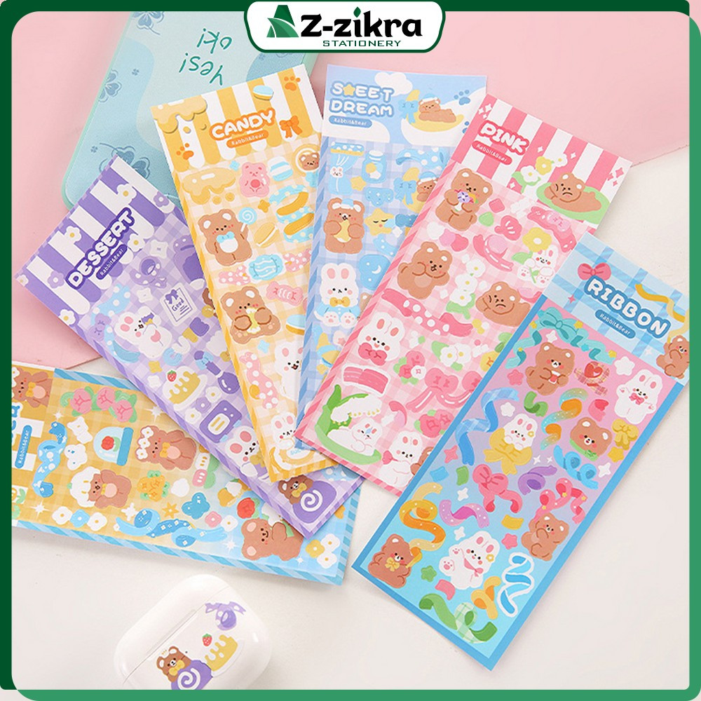 

Stiker Motif Anti Air Cute Hologram Decoration / Stiker Beruang Kelinci / Sticker Waterproof Kartun Bear Rabbit Korea Az Zikra Stationery C1107