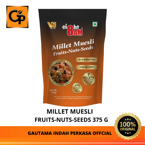 

Sereal Muesli 8AM Millet Muesli Fruits- Nuts- Seeds 375g