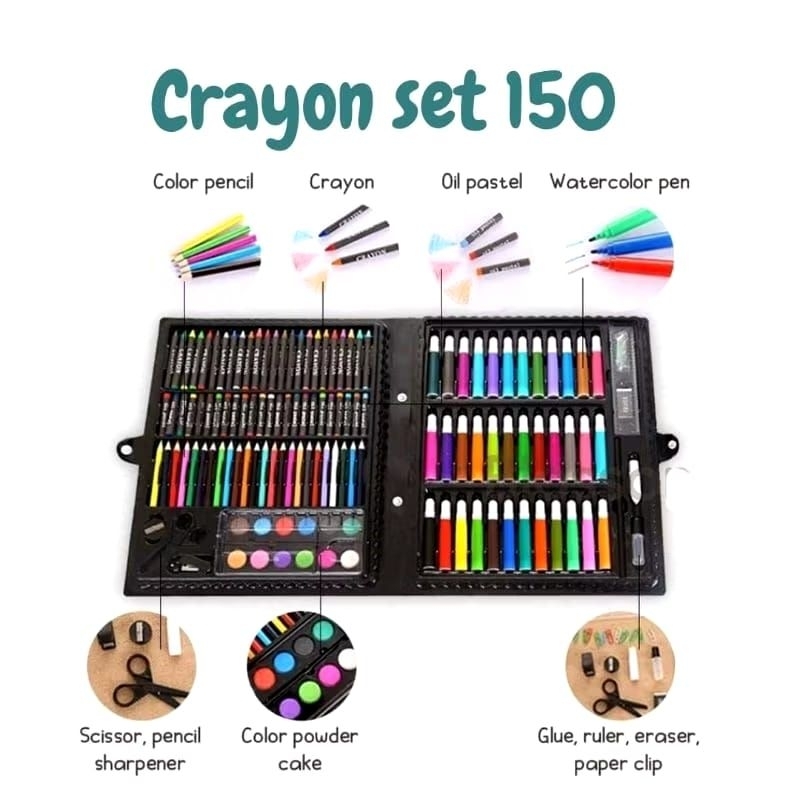 

Crayon set 150pcs lengkap alat tulis