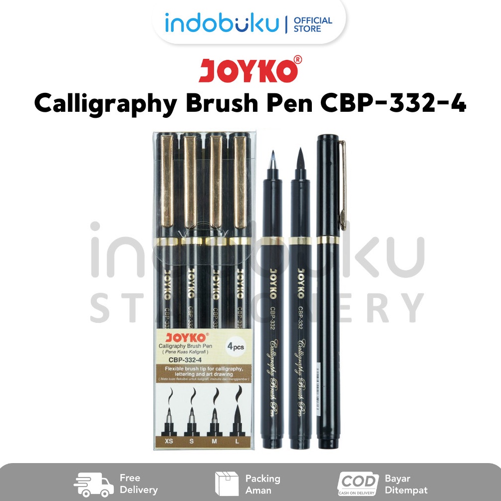 

KODE K42R Calligraphy Brush Pen Joyko Pena Kuas Kaligrafi Joyko Isi 4Pcs CBP3324