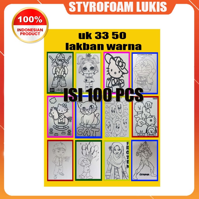 

KODE G68S Isi 1 lembar styrofoam lukis uk 33 x 5 variasi list lakban warna
