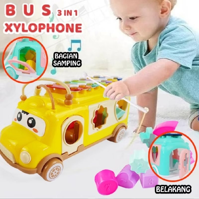 mainan bus music Xylophone edukasi