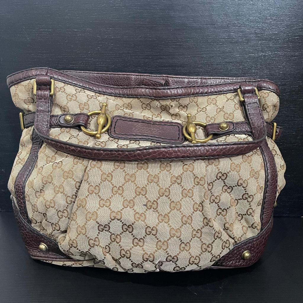 PL Gucci GG Hobo Jockey Shoulder Bag Beige Vintage