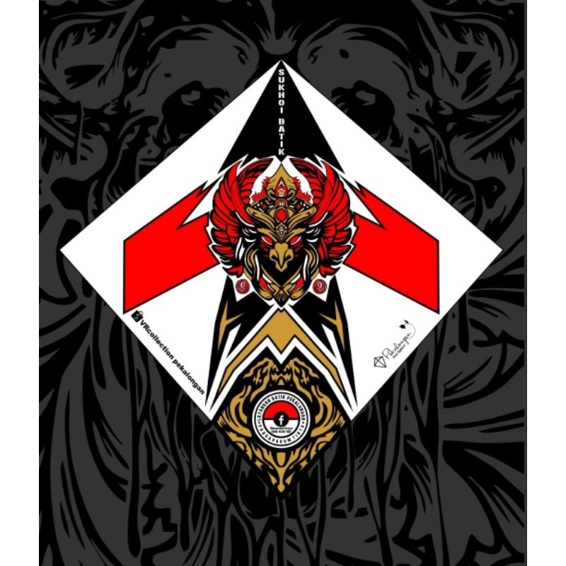 KERTAS LAYANGAN 3 WARNA SUKHOI BATIK GARUDA (HANYA KERTAS)// 1 lembar