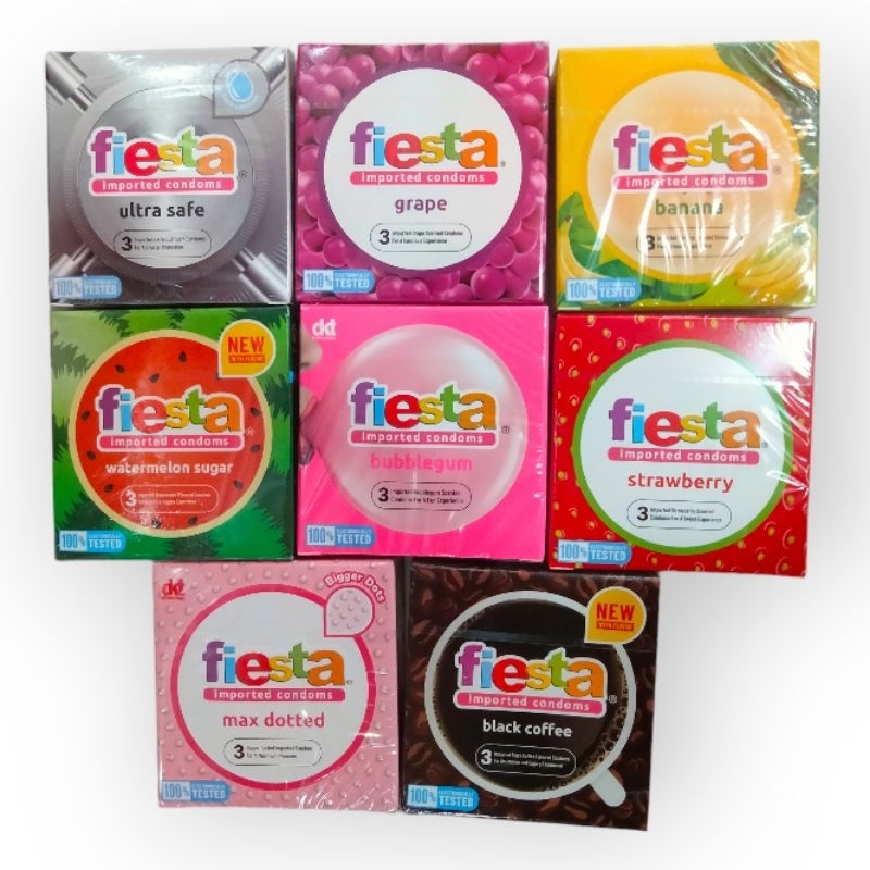 KONDOM FIESTA all varian/ KONDOM FIESTA berbagai rasa/ kondom tipis fiesta privasi aman