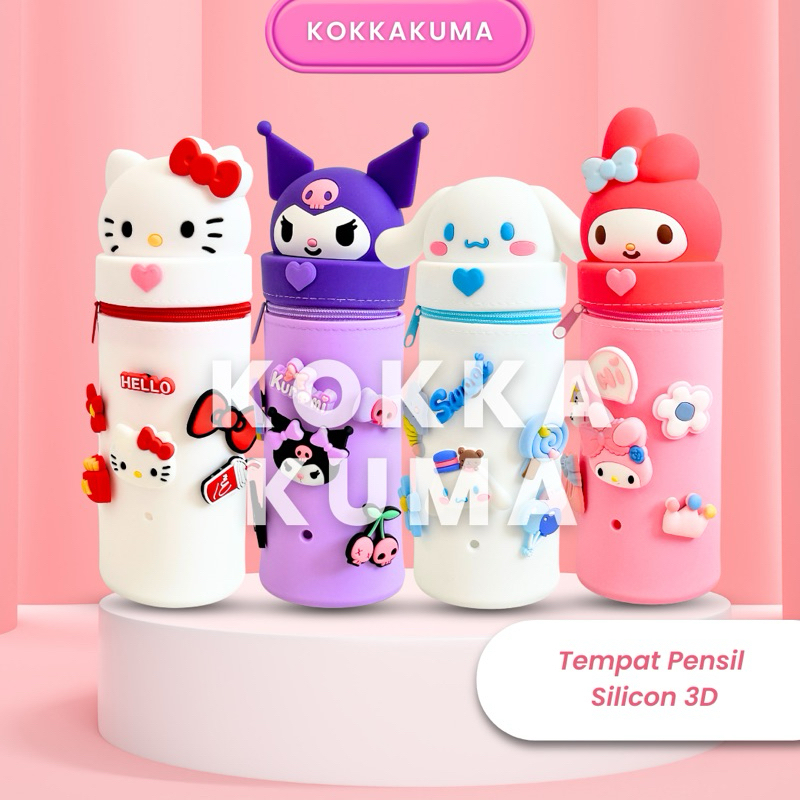 

( KKM ) Sanrio Pencil Case with JIBBITZ TEMPAT PENSIL ANAK PEREMPUAN DIY SILICON 3D KARAKTER KUROMI HELLO KITTY CINNAMON ROLL MY MELODY