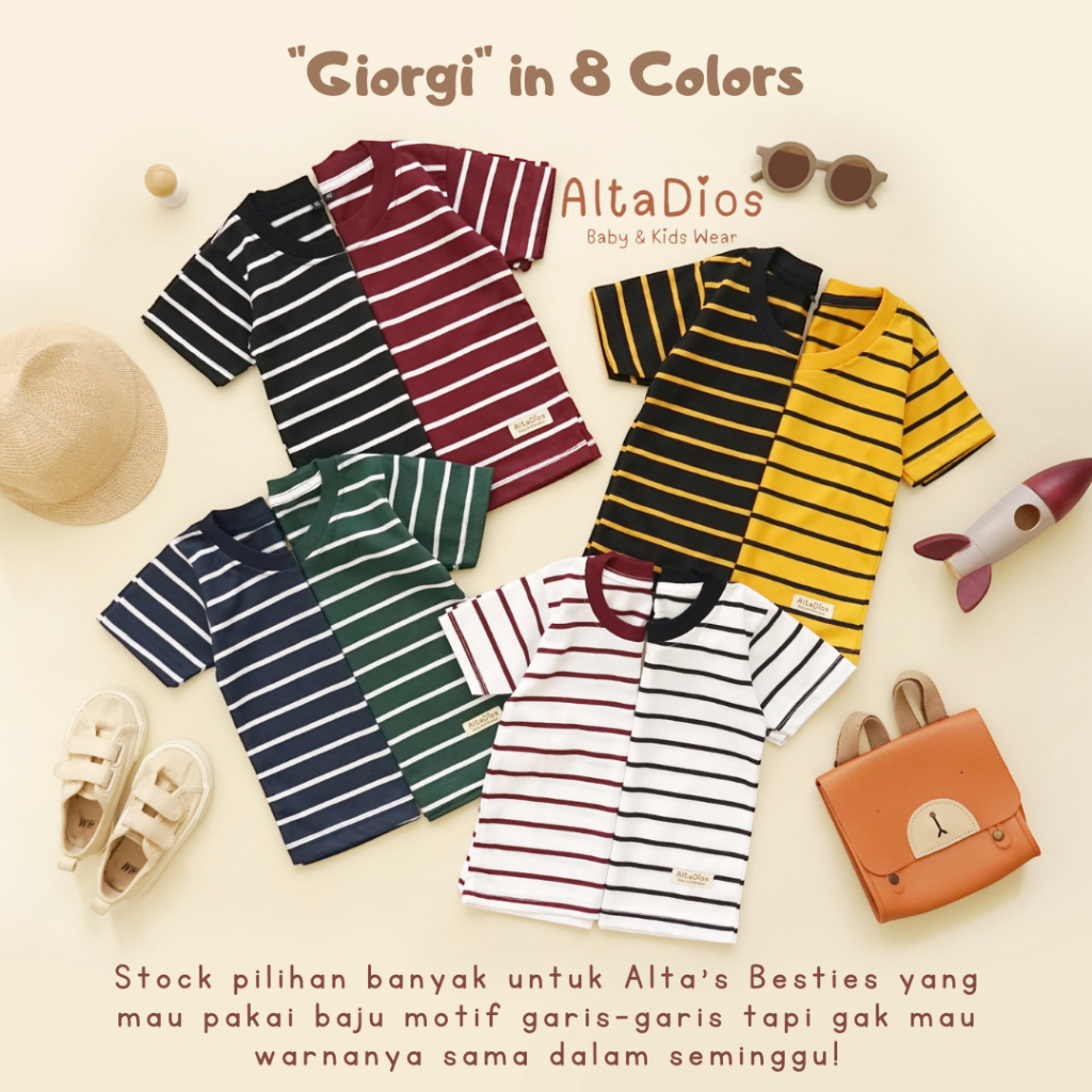 [Altadiosbaby] Kado GIORGI Kaos Basic Stripe Premium | Kaos Anak Salur | Kaos Bayi Garis | Kaos Gari