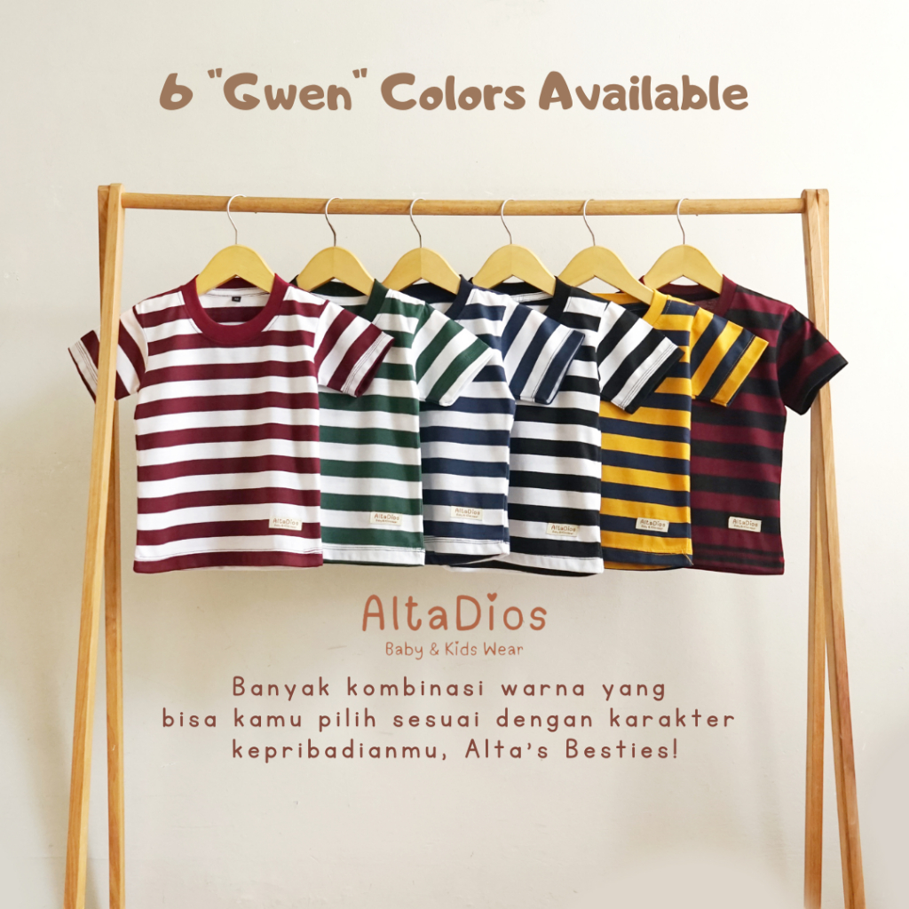 [Altadiosbaby] Kado GWEN Kaos Basic Stripe Premium | Kaos Anak Salur | Kaos Bayi Garis | Kaos Garis 
