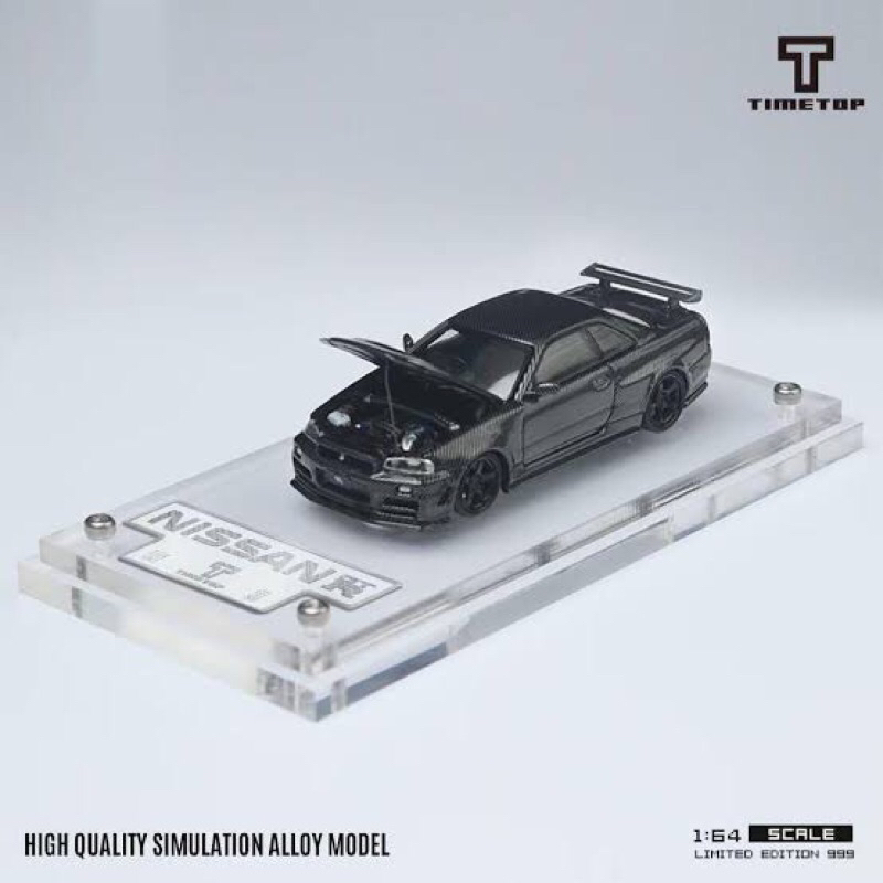 TIME TOP 1/64 NISSAN GTR R34 FULL CARBON BLACK