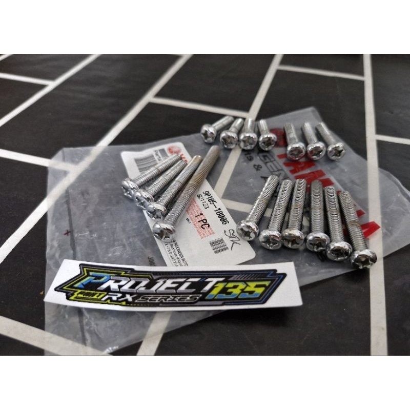 BAUT KALTER BAUT BAK MESIN RX KING MODEL OBENG FULLSET ORIGINAL CHROME