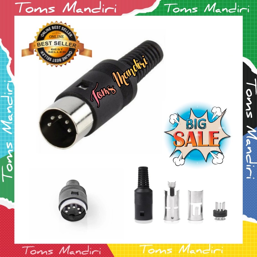 Midi Din 5 Pin Male / Connector Din 5 Pin Male