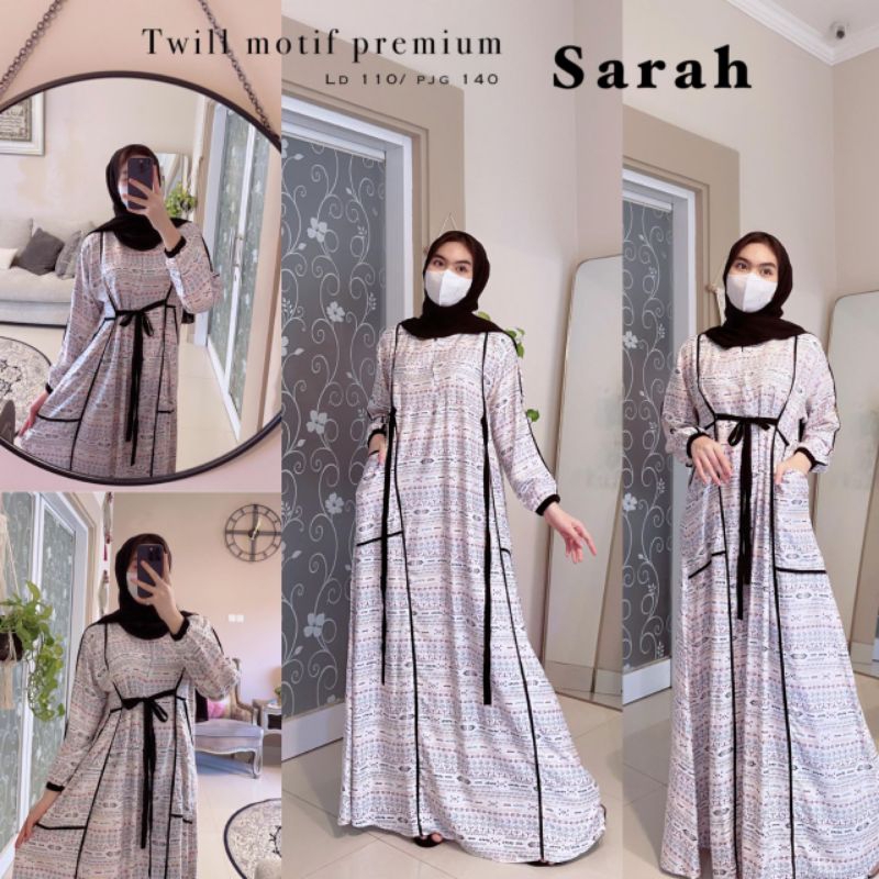 ReenaDaily SARAH by FAIRUZ - Twill Motif Premium Maxi Dress Wanita Syari