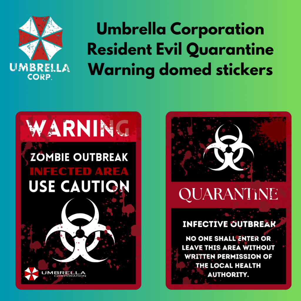 

Stiker Umbrella Corporation Resident Evil Quarantine Warning domed stickers